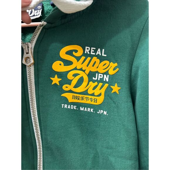 SuperDry Japan size Medium Zip Up Hoodie Green Yellow - Picture 3 of 10